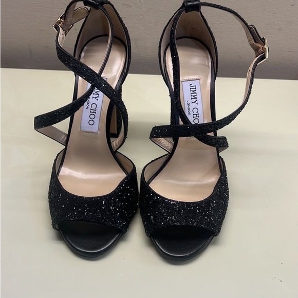 Jimmy Choo Black Stiletto Heels with Sparkly Finish - Picture 1 of 5